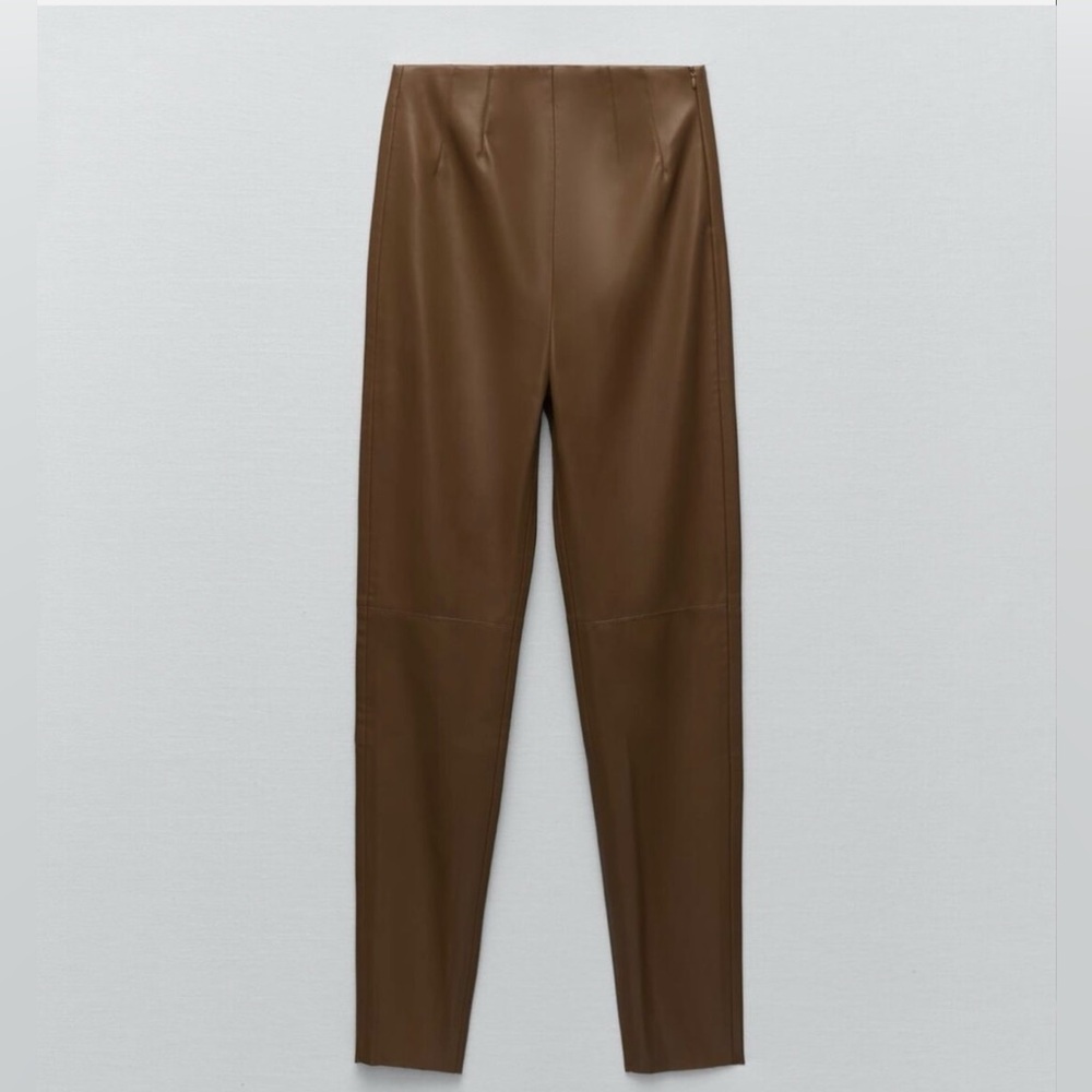 Zara High Rise Brown Faux Leather Leggings-size S (BNWT)